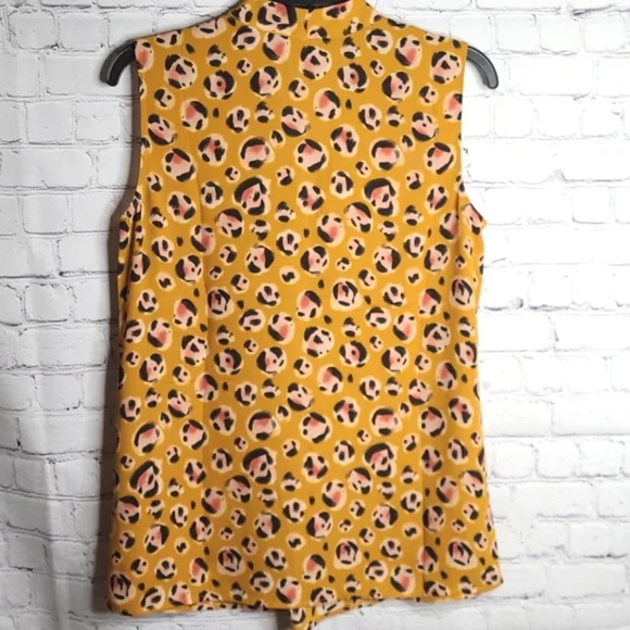 CAbi Yellow Pink Prowl Leopard Print Blouse Top Size Small - Picture 3 of 5